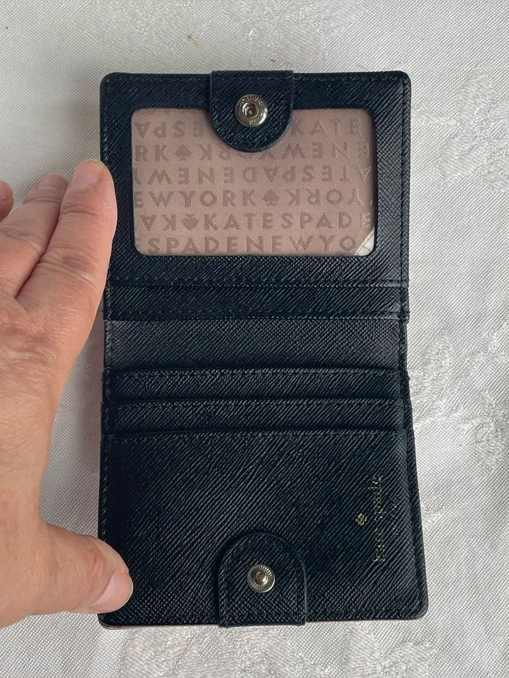 Kate Spade Mavis Street Seranade Bifold Wallet Rose Gold Glitter Cards Cash Coin